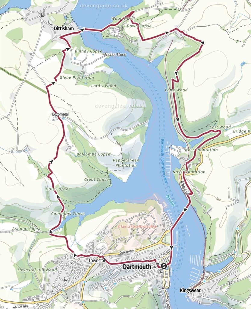Dartmouth to Dittisham Walk (circular) shorter version
