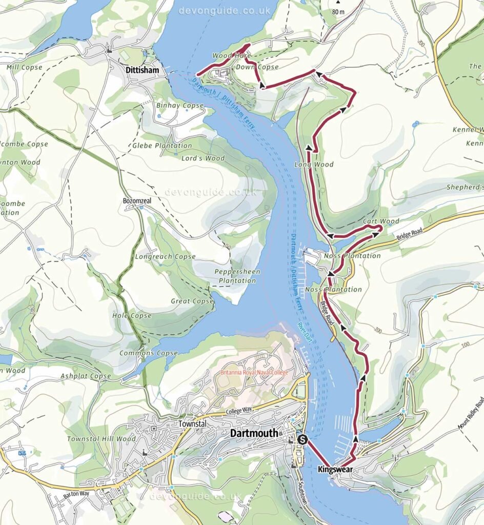 Dartmouth to Greenway Quay / Dittisham (one-way back by ferry)