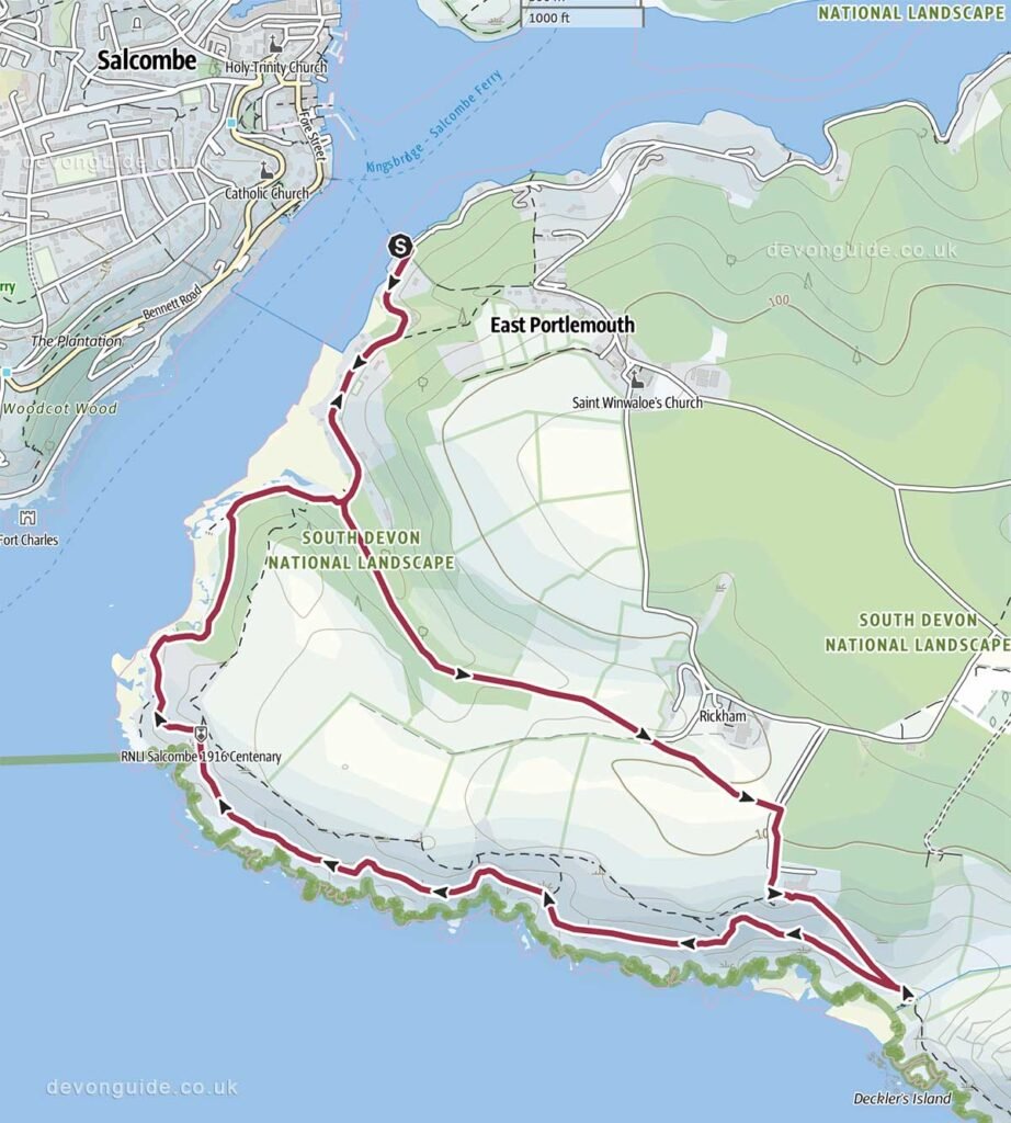 East Portlemouth Ferry to Gara Rock Beach Walk (circular)